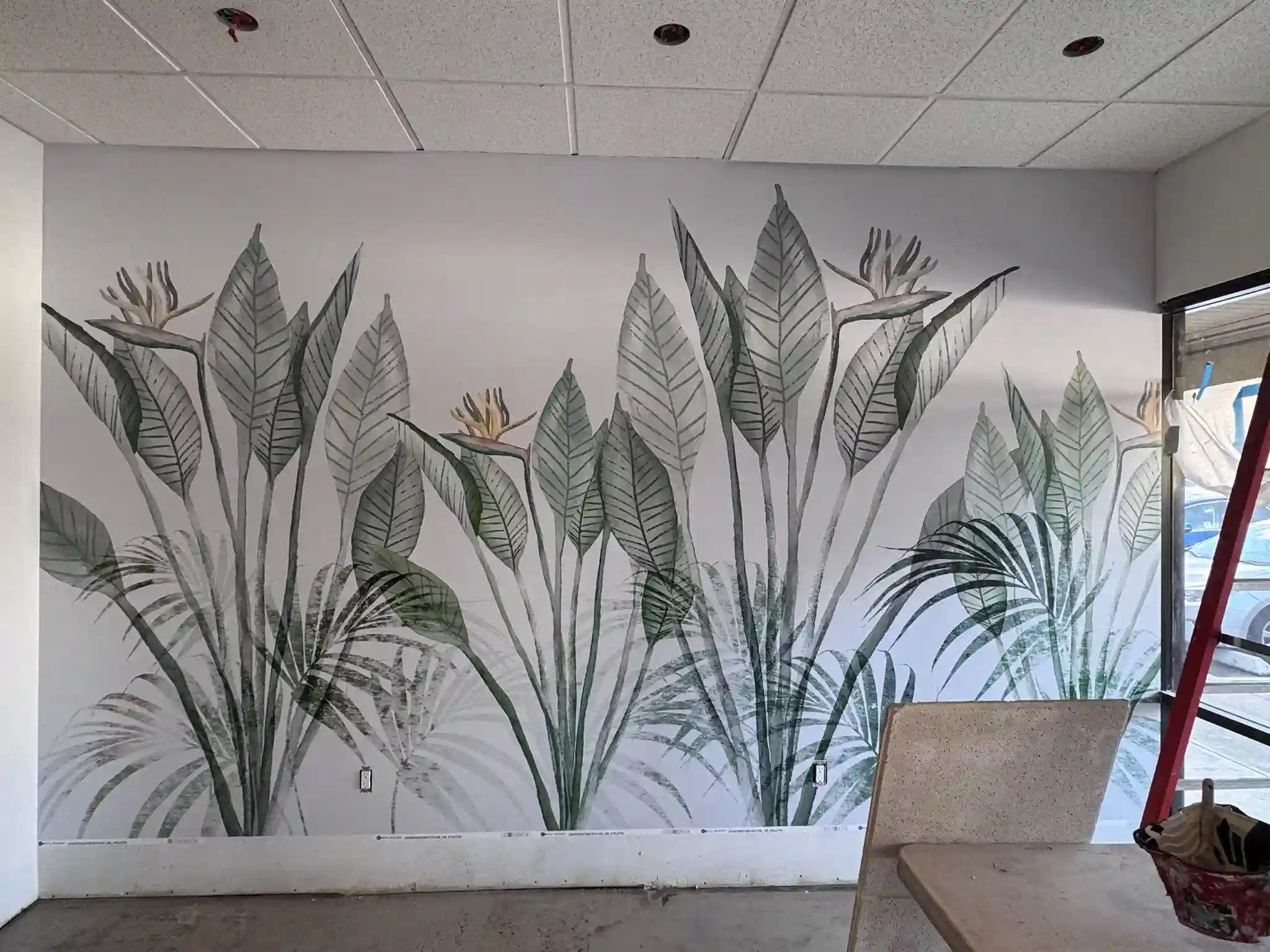 Nursery and bedroom mural wallpaper installation